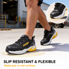 Sapatos de segurança de trabalho de verão com biqueira de alumínio antiderrapante para trabalhadores de logística L-7609 amarelo