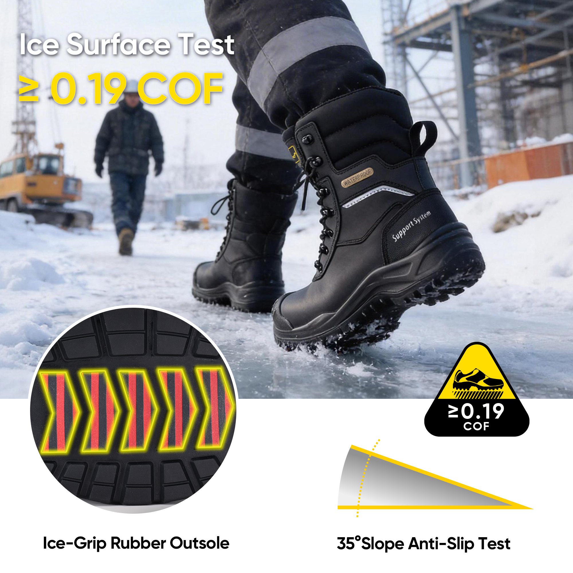 Botas de segurança IceGrip Extreme Cold com isolamento de 400g e zíper à prova d'água | H-9552 IceGrip