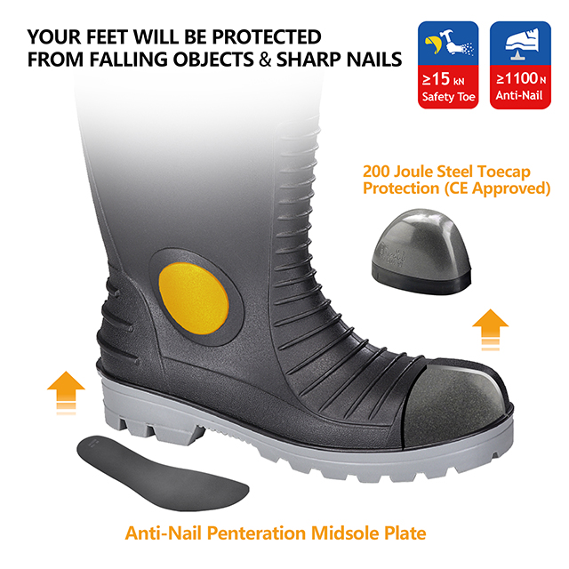Botas de borracha impermeáveis ​​W-6055 pretas