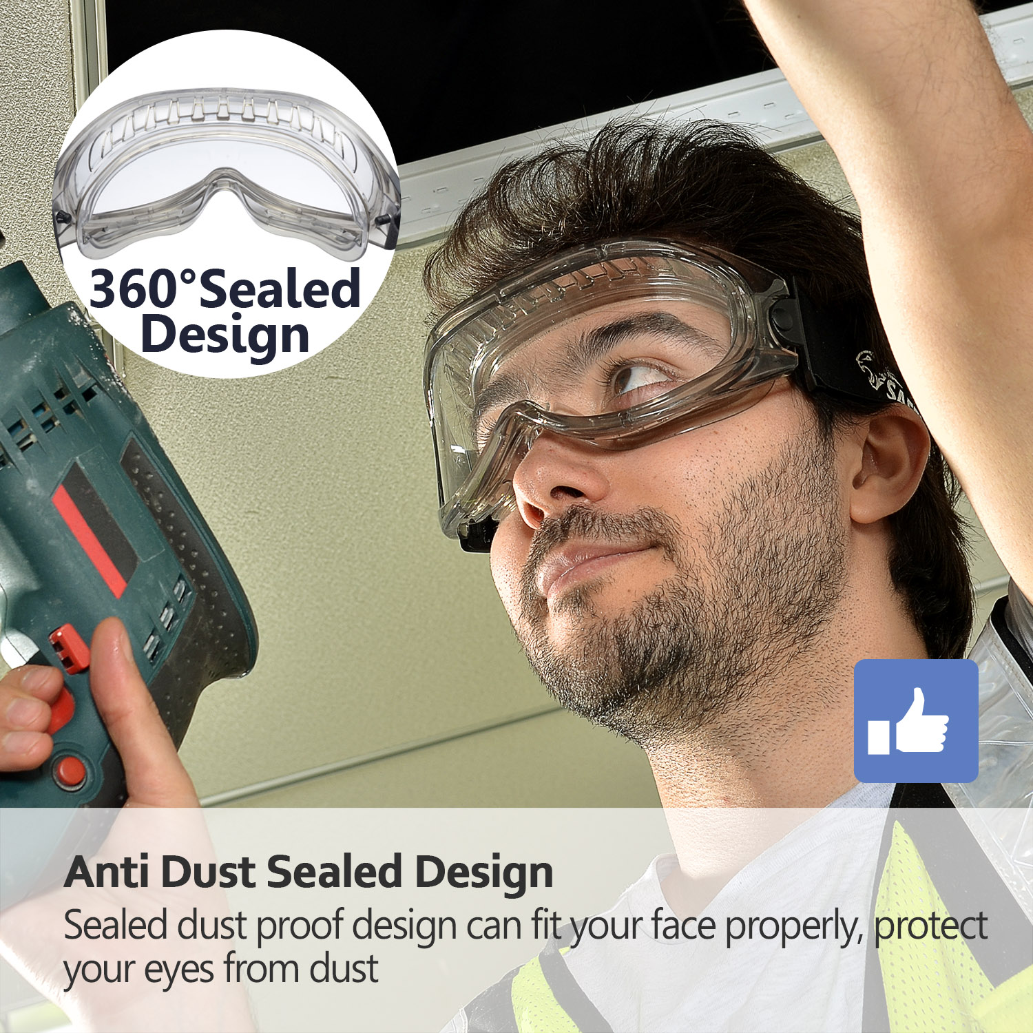 Óculos de segurança transparentes prontos para uso sobre óculos SG007