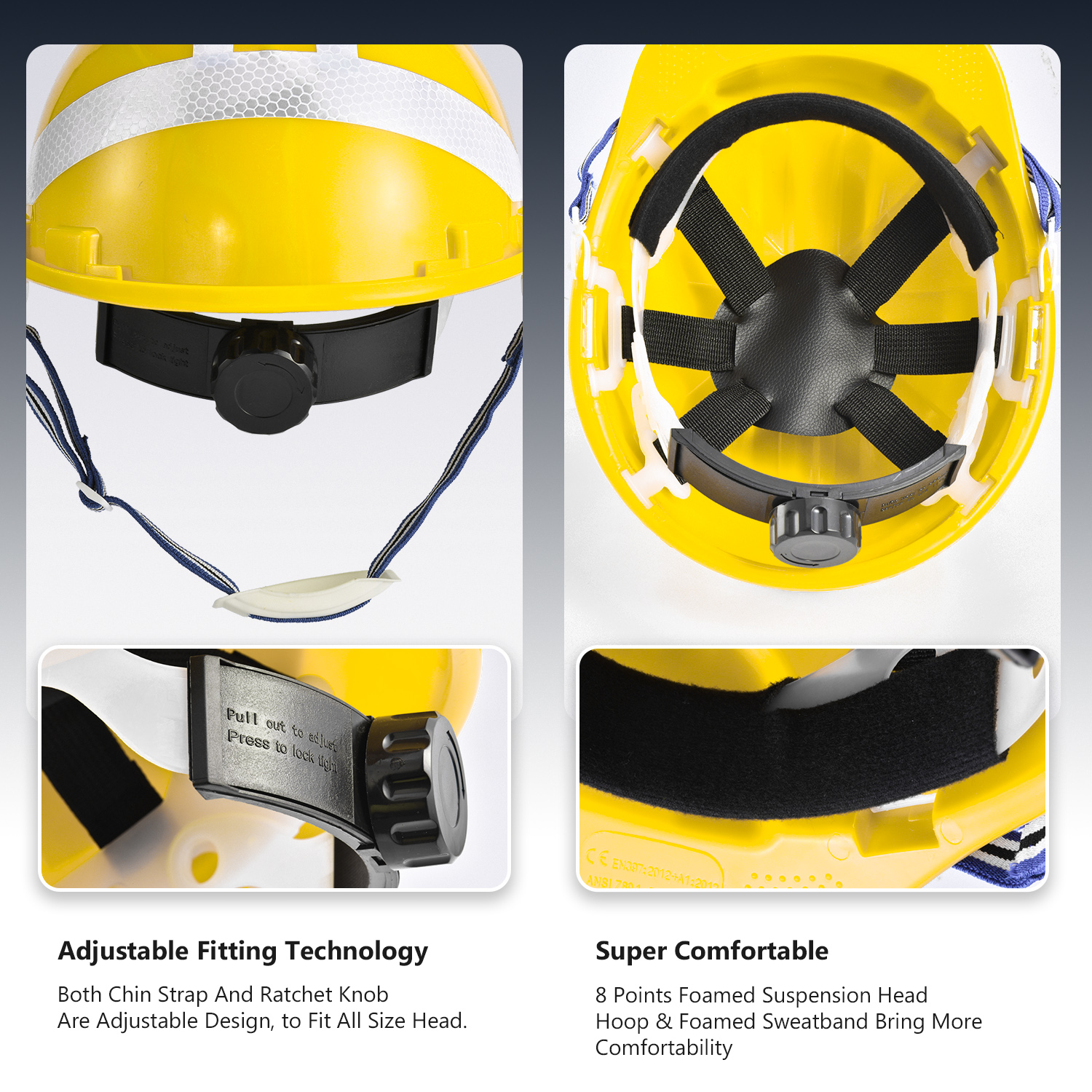 Capacete de segurança estilo americano W-036 amarelo