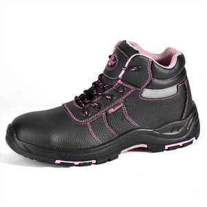 Botas de trabalho femininas com biqueira de aço M-8183 rosa