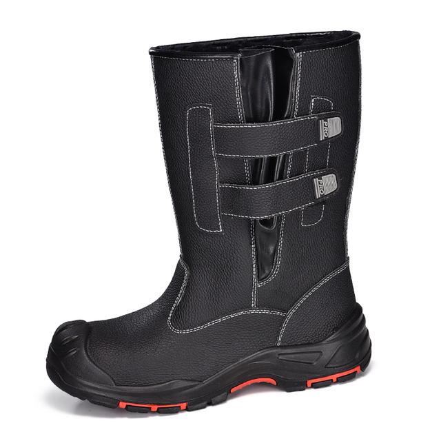 Botas altas de inverno forradas com pele de inverno com biqueira de segurança para clima frio H-9425 inverno