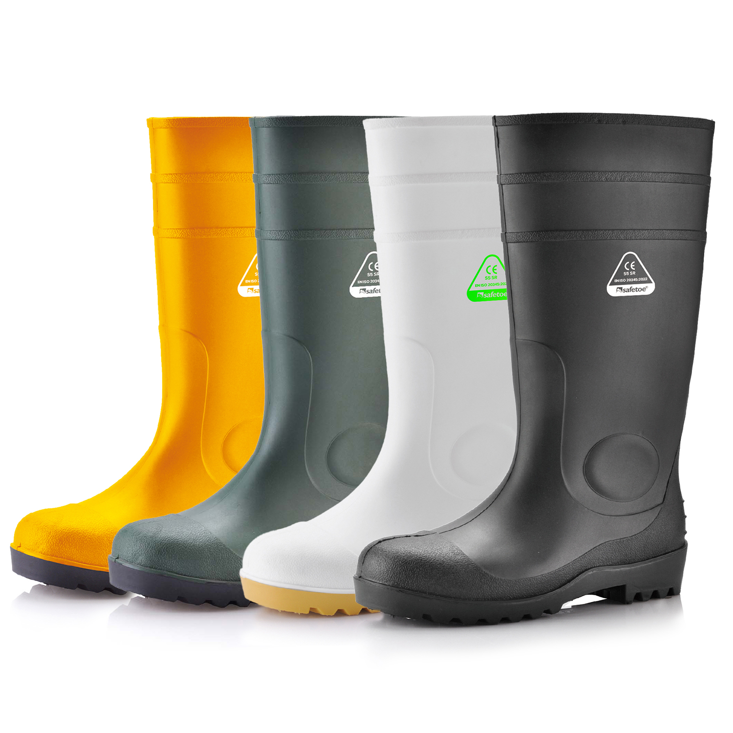 Botas de segurança em PVC branco - Botas de trabalho com biqueira de aço impermeável S5 W-6037