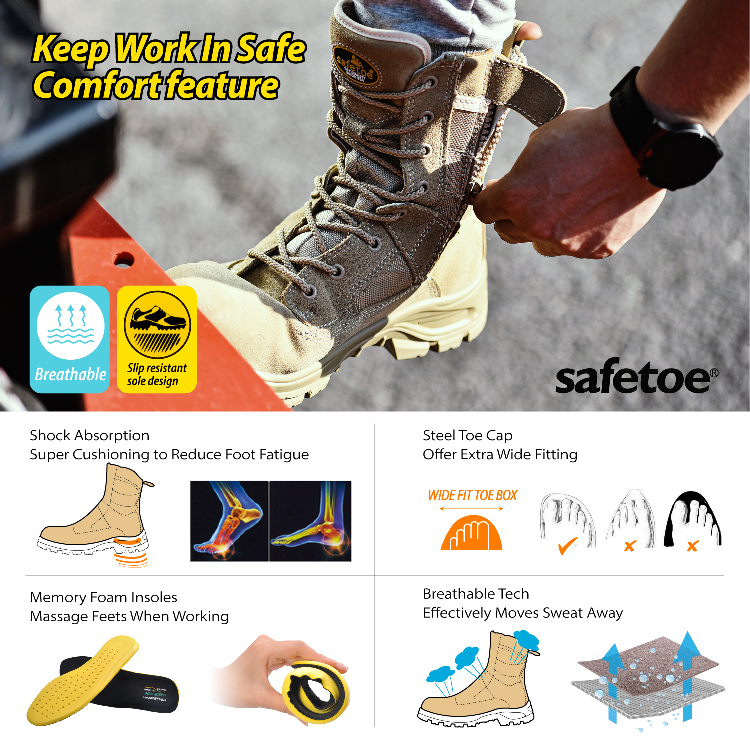 Botas de trabalho de combate tático no deserto melhores da polícia militar leve H-9438NS