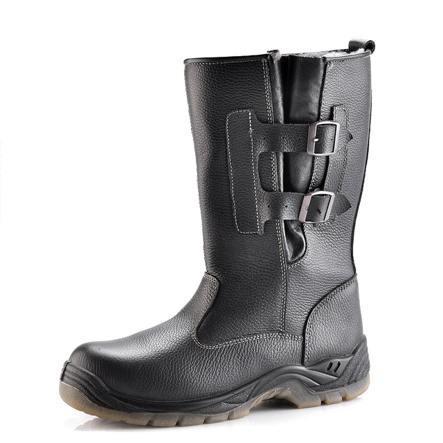 Bota de aço para construção à prova d'água de couro para inverno botas de trabalho de segurança para homens H-9425