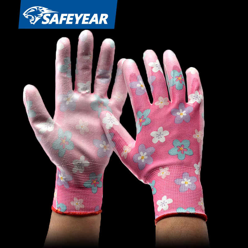 Luvas de trabalho de jardim revestidas de PU FL-PU2001EF2