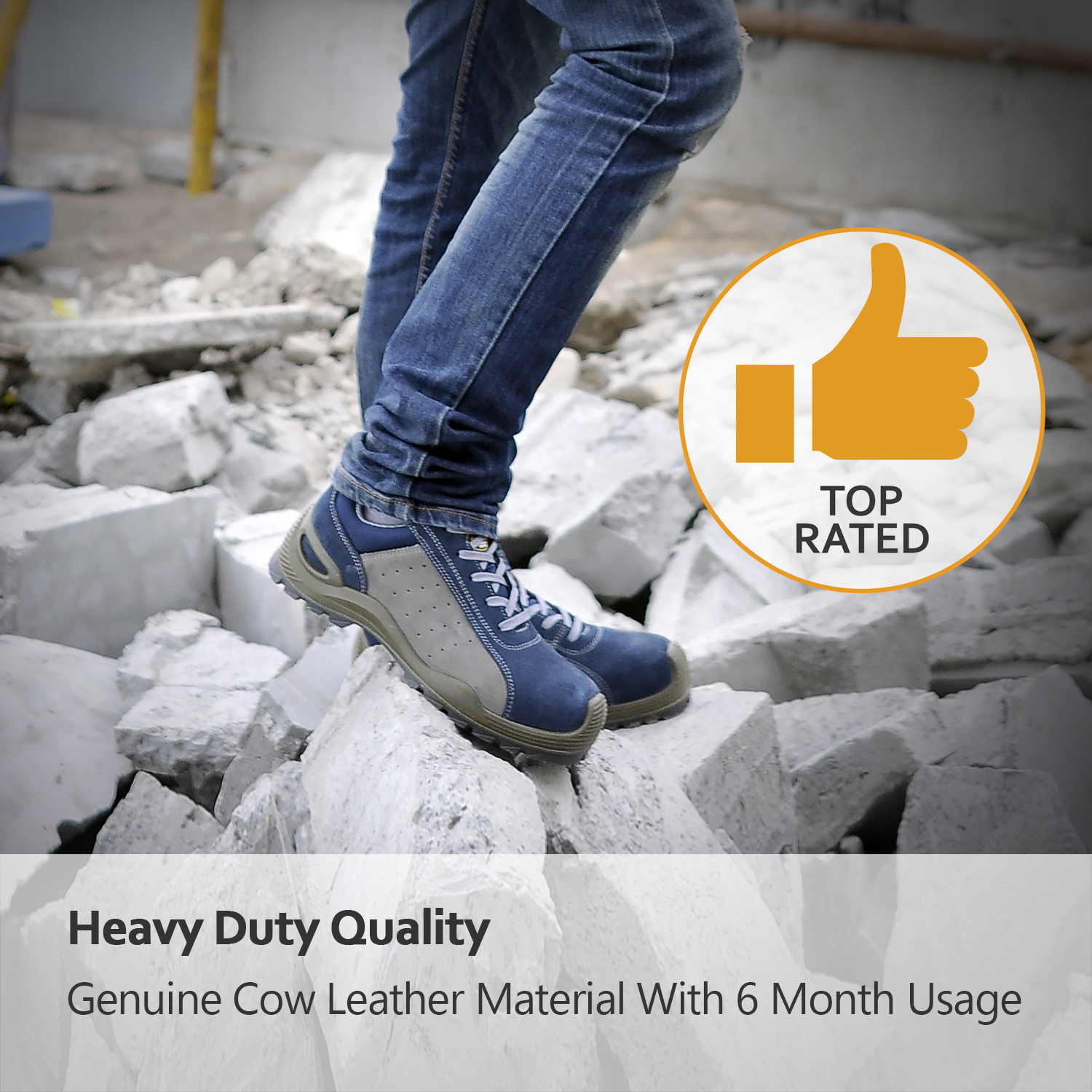 Sapatos de segurança de couro de vaca S1P L-7295