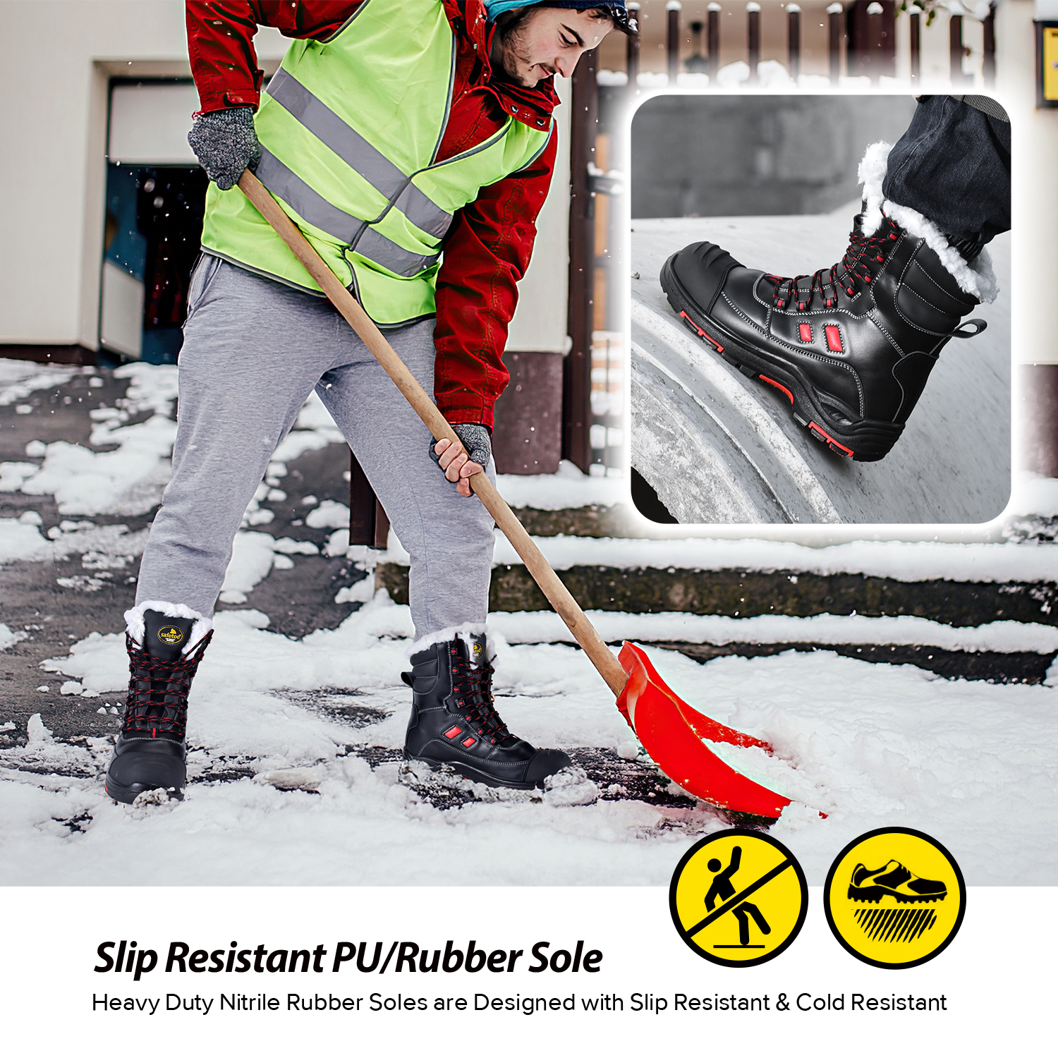 Botas de trabalho de inverno de pele quente prontas para uso H-9550