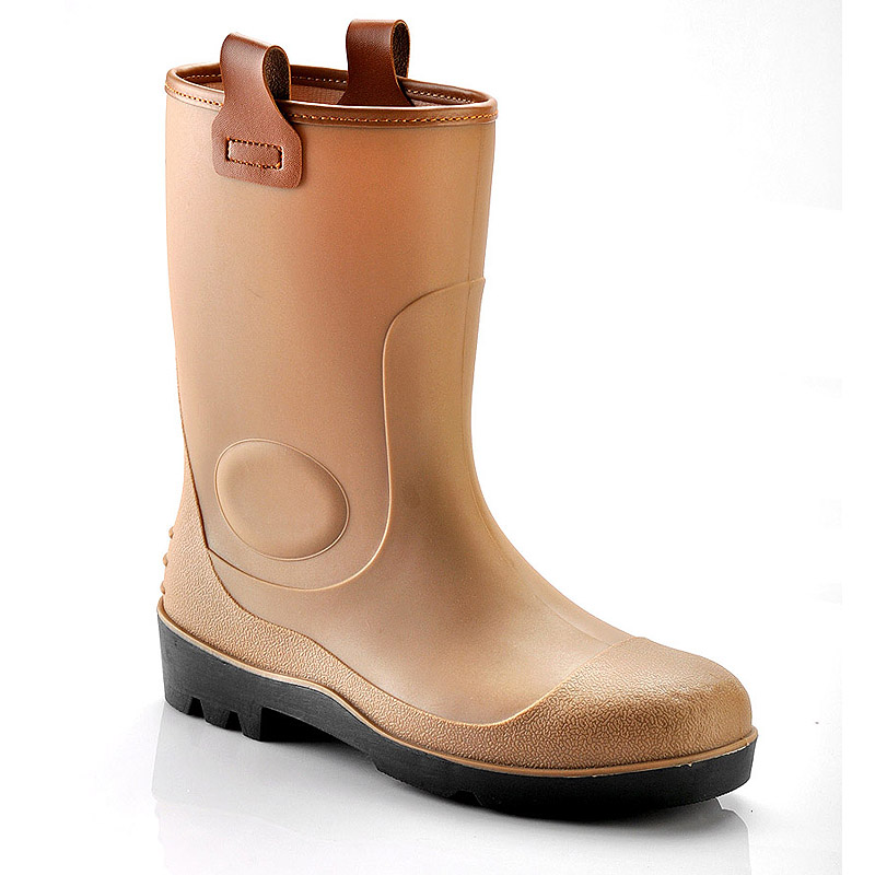Botas de chuva de goma de segurança W-6037 marrom