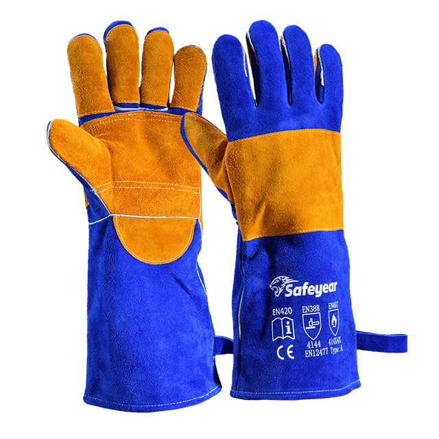 Luvas de trabalho de couro para soldagem FL-1023 Azul