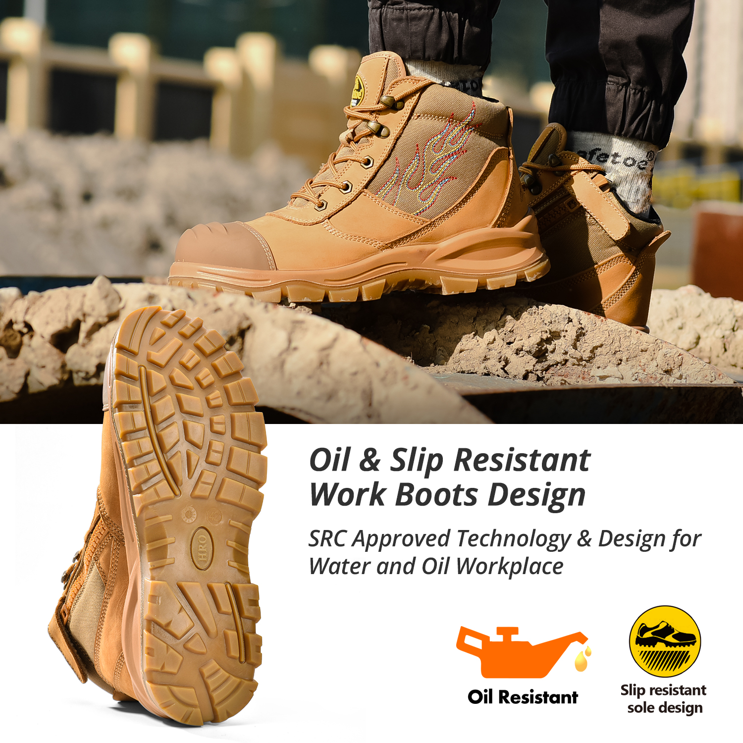 Botas de segurança com design de zíper M-8501