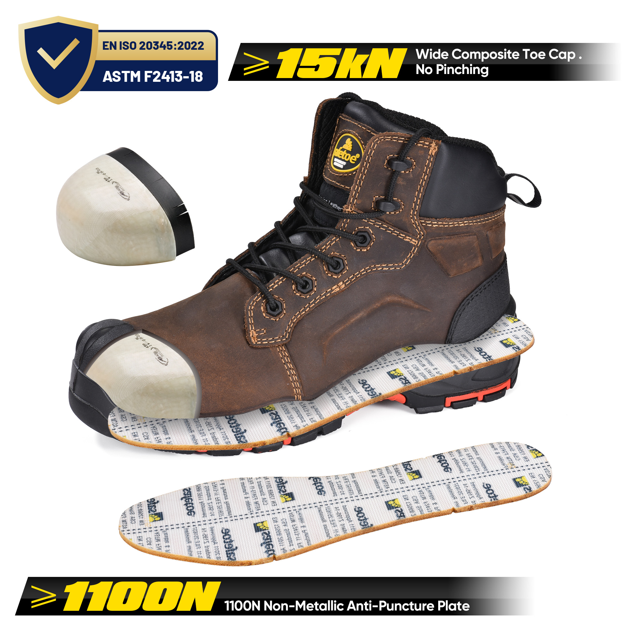 Botas de trabalho de segurança de petróleo e gás sem metal padrão australiano S3 M-8552