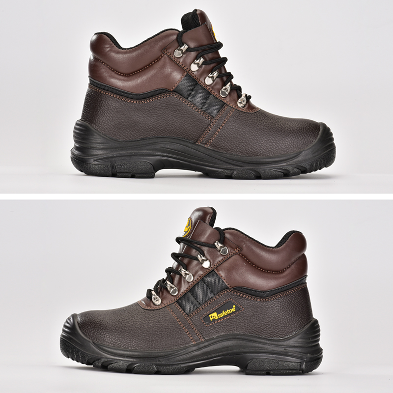 Sapatos de segurança de couro marrom M-8027