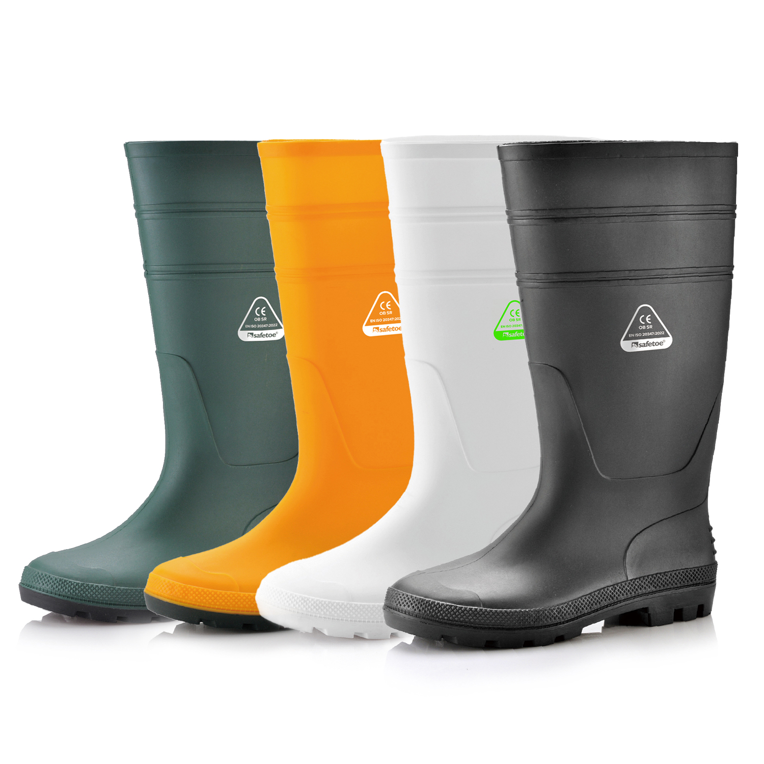 Botas Wellington Ocupacionais - Botas de chuva de trabalho em PVC à prova d'água para uso externo e de limpeza Amarelo