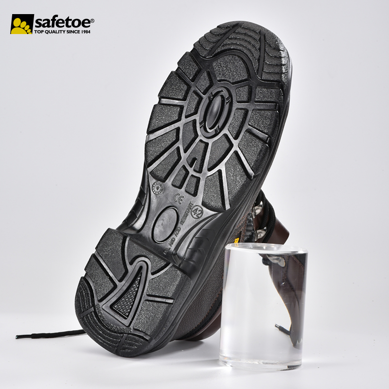 Sapatos de segurança de couro marrom M-8027