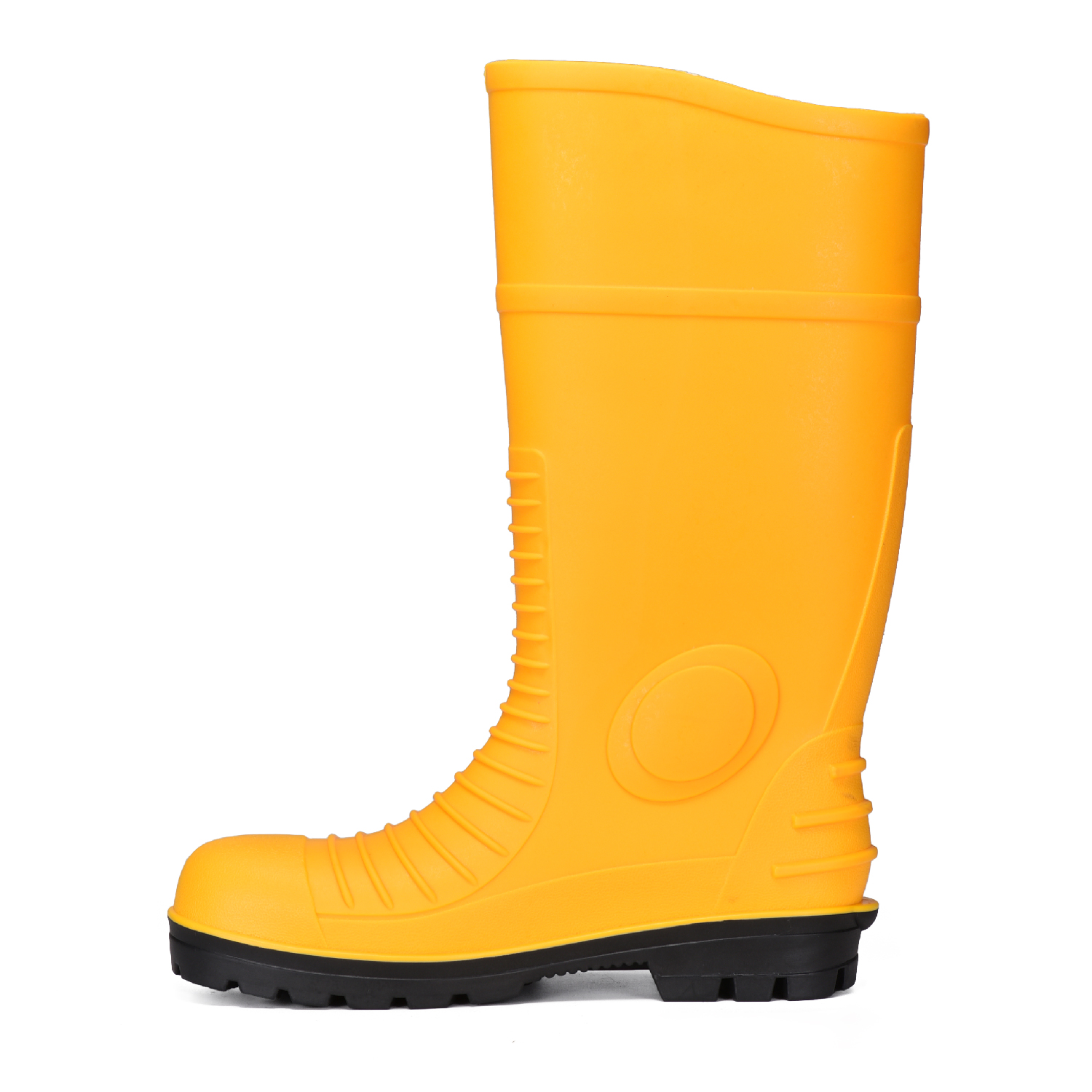 Botas Wellington de segurança com biqueira de aço em PVC - Botas de trabalho industrial à prova d'água para projetos de mineração W-6055YE