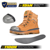 Botas de trabalho com biqueira de aço amarela com zíper lateral | Botas de segurança para mineração M-8577YE