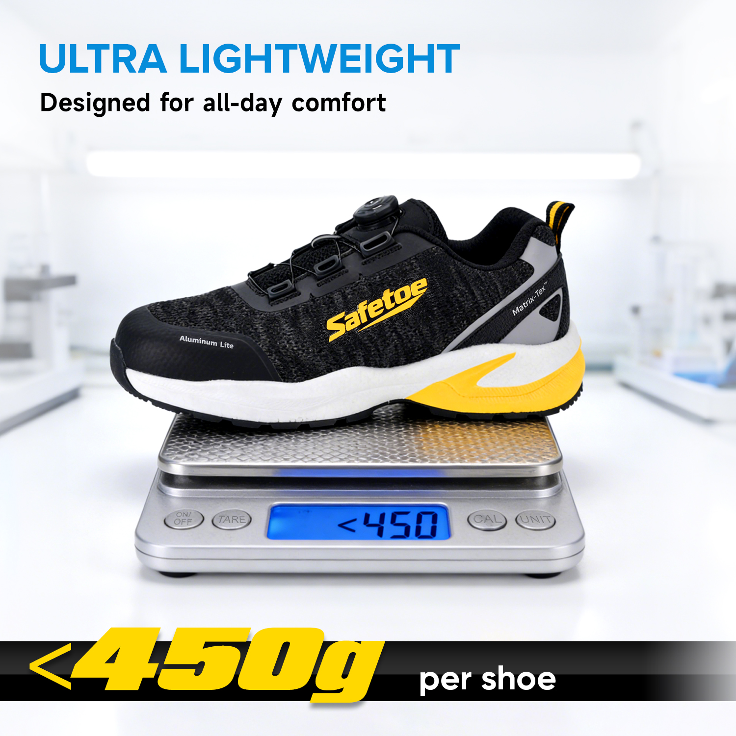 Sapatos de segurança de trabalho de verão com biqueira de alumínio antiderrapante para trabalhadores de logística L-7609 amarelo