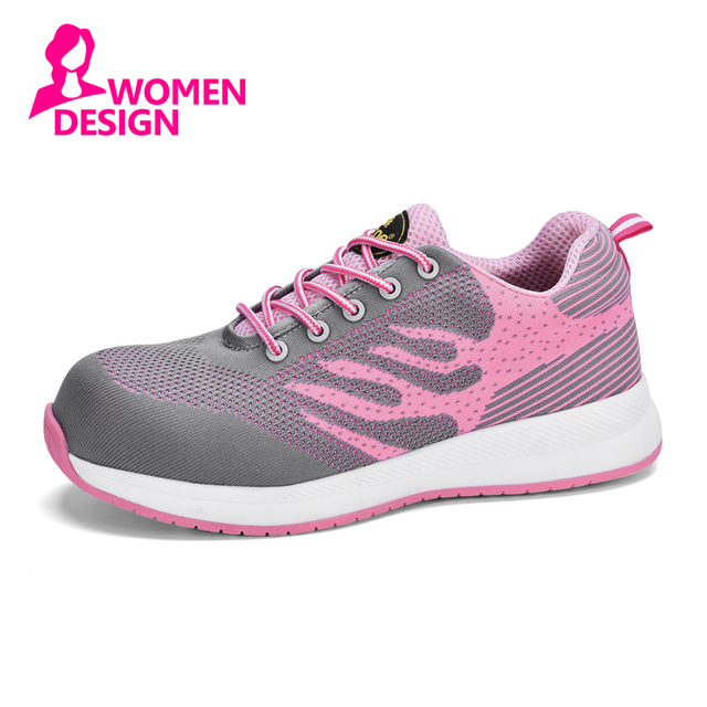 Melhores sapatos de trabalho femininos casuais resistentes ao deslizamento com bico composto para construção