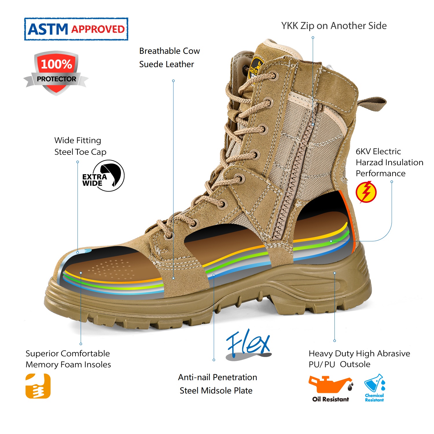 Botas de trabalho de combate tático no deserto melhores da polícia militar leve H-9438NS