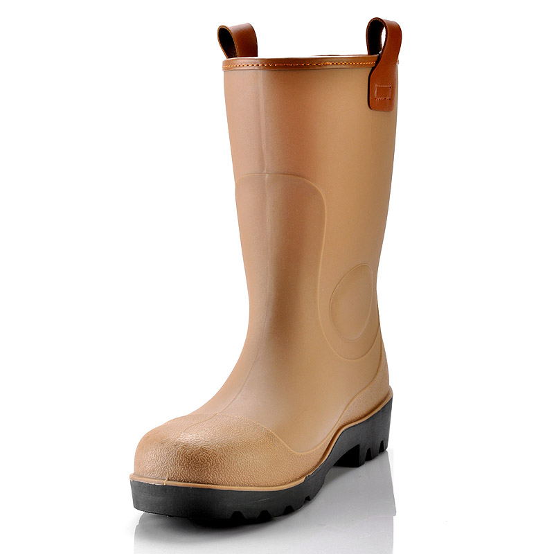 Botas de chuva de goma de segurança W-6037 marrom