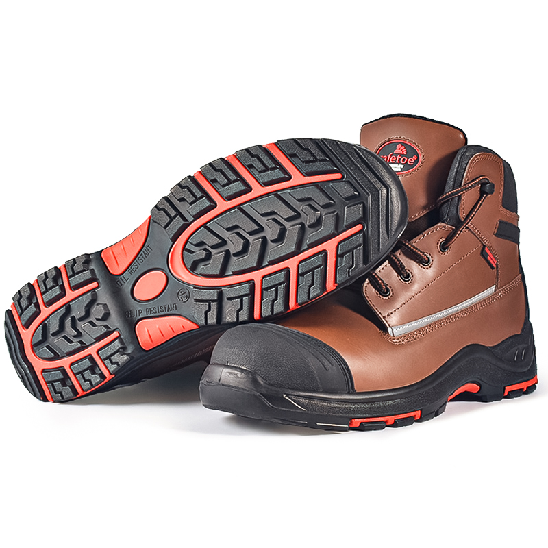 Botas de trabalho de couro à prova d'água M-8370 marrom