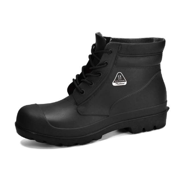 Botas curtas de segurança S5 – Botas de PVC com biqueira de aço W-6050 pretas