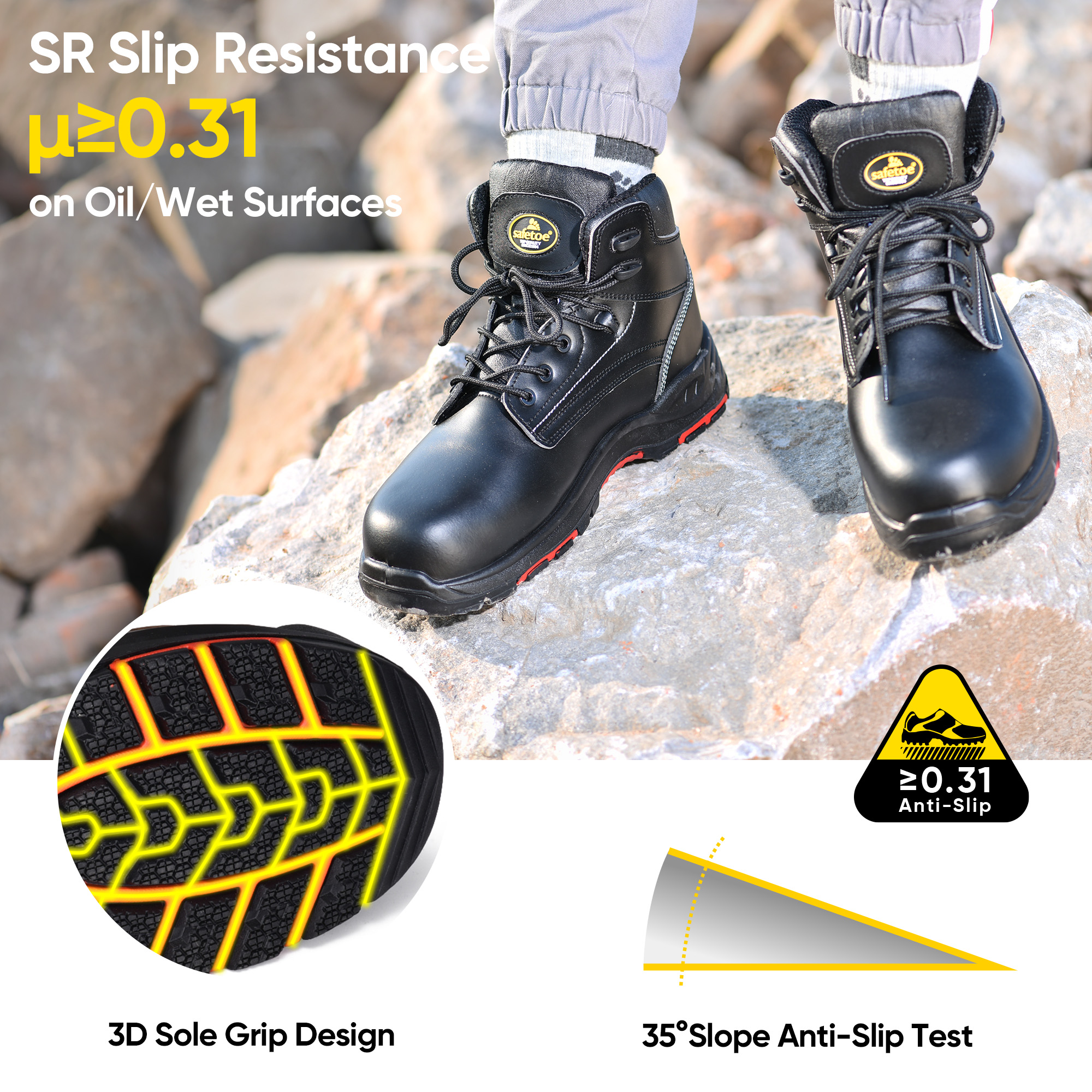 Botas de trabalho de segurança elétrica 18kV EH aprovadas pelo NRCS da África do Sul M-8356RB