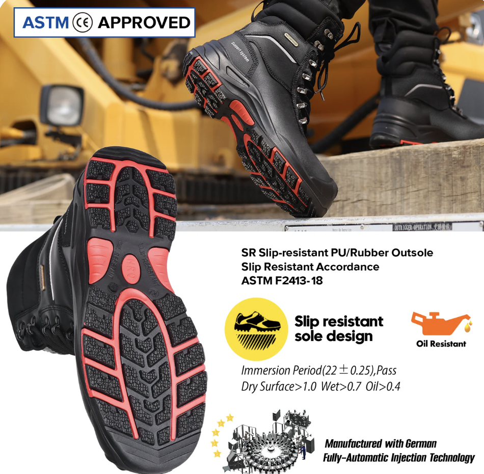 Botas de segurança de inverno com isolamento preto | Botas de trabalho com biqueira composta à prova d'água H-9552BK