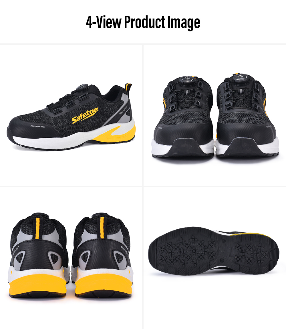 Sapatos de segurança de trabalho de verão com biqueira de alumínio antiderrapante para trabalhadores de logística L-7609 amarelo