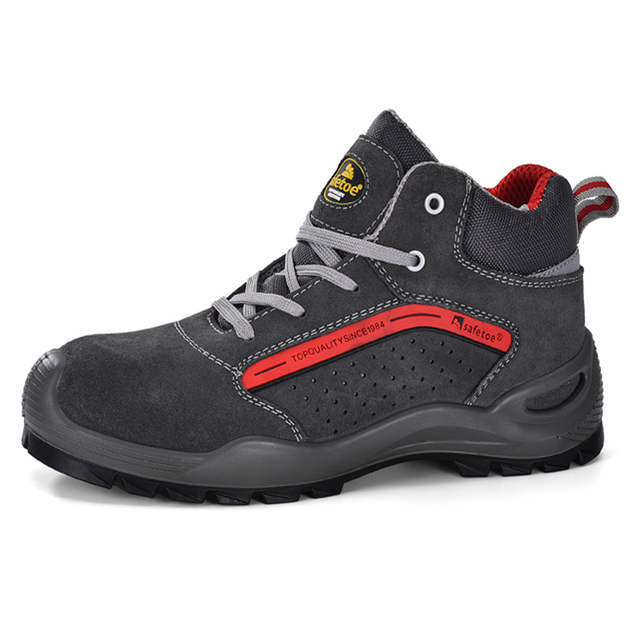 Botas de trabalho de camurça de vaca S1P M-8377 cinza