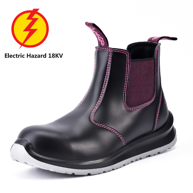 Botas de trabalho de segurança com isolamento elétrico com isolamento de alta tensão para mulheres