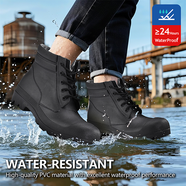 Botas curtas de segurança S5 – Botas de PVC com biqueira de aço W-6050 pretas