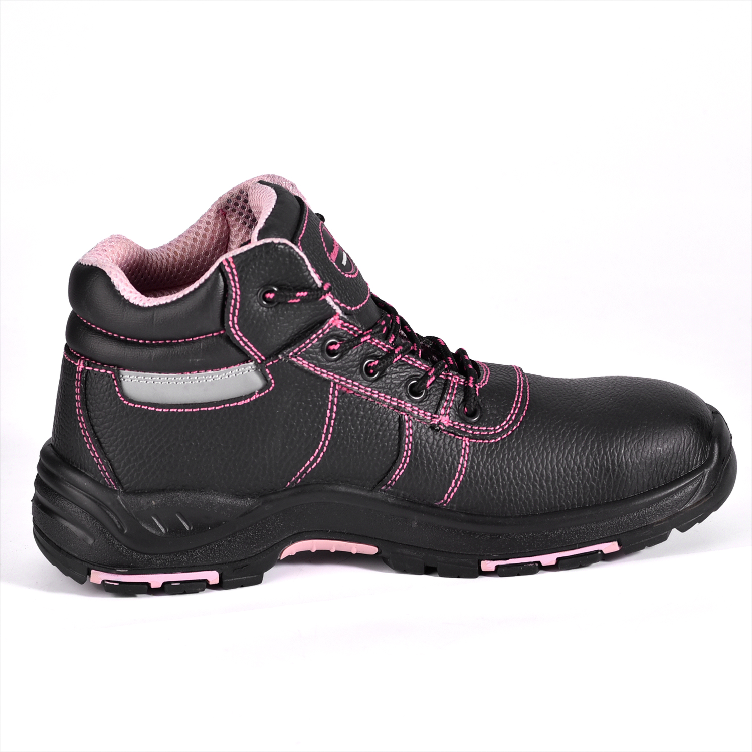 Botas de trabalho femininas com biqueira de aço M-8183 rosa