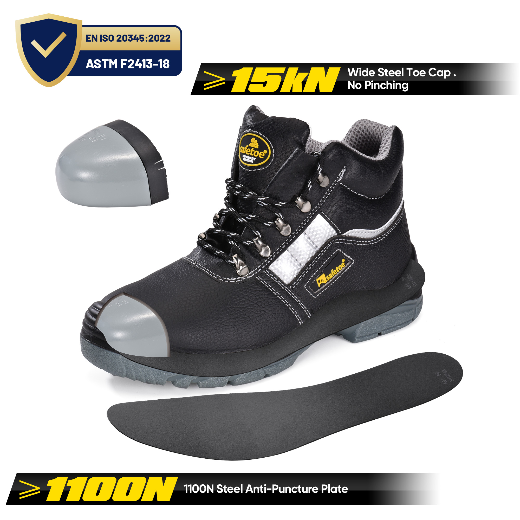 Botas de segurança para construção com biqueira de aço e proteção contra furos | M-8027 WorkGuard Pro