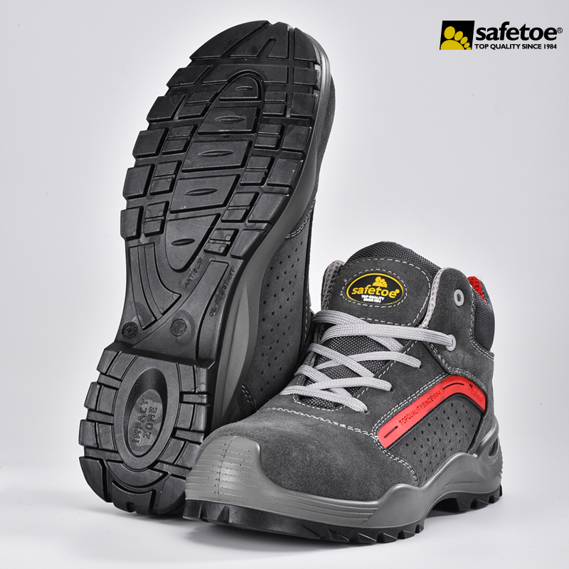 Botas de trabalho de camurça de vaca S1P M-8377 cinza