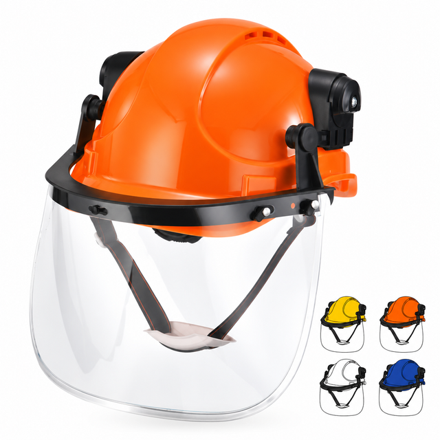 Capacete de segurança de construção ventilado com protetor facial W-018V