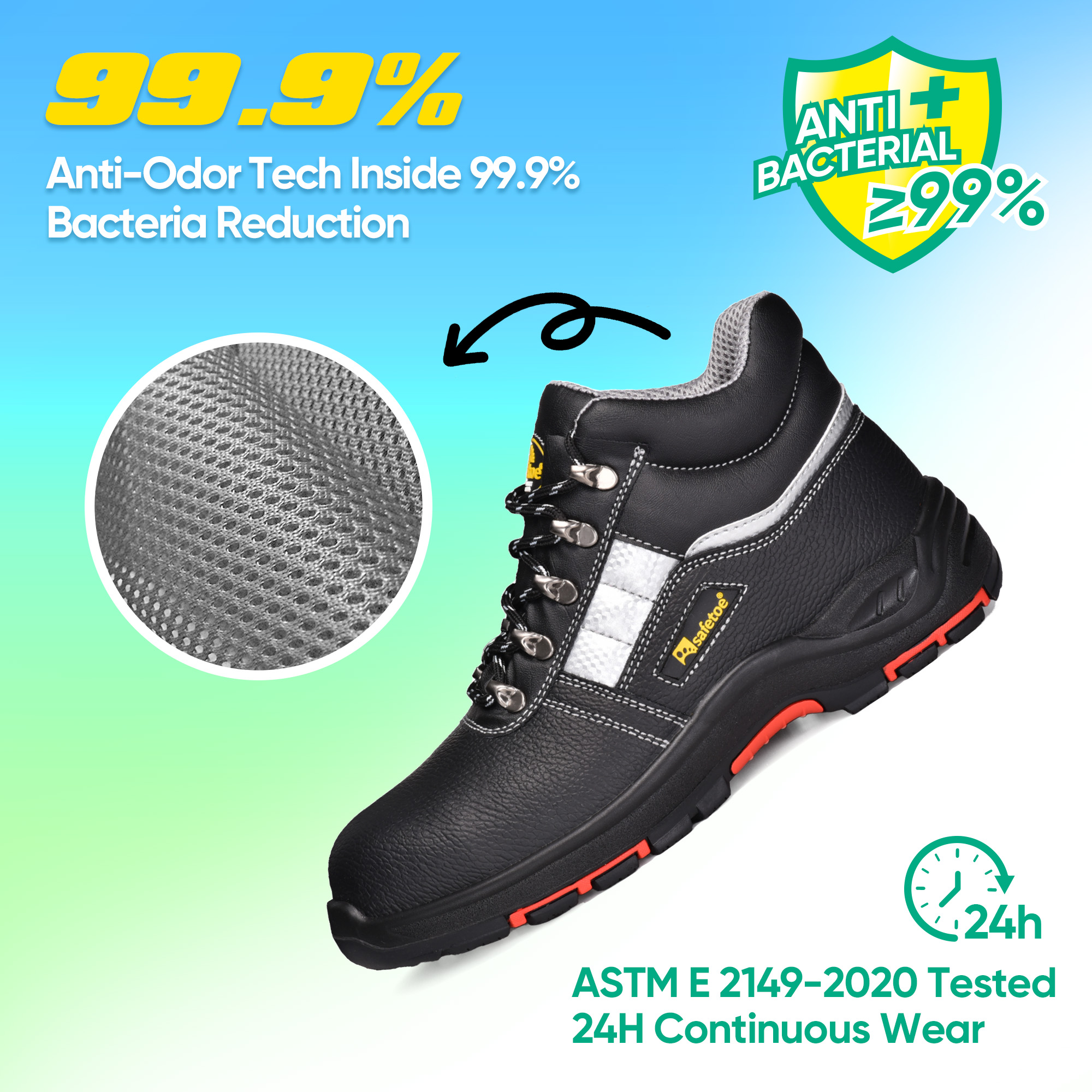 Sapatos de segurança industrial premium com biqueira de aço e sola de PU/borracha resistente ao calor | M-8027PRST