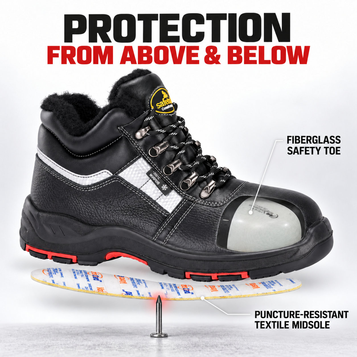Botas de segurança de inverno isoladas com forro de lã quente | Escudo de Gelo M-8027