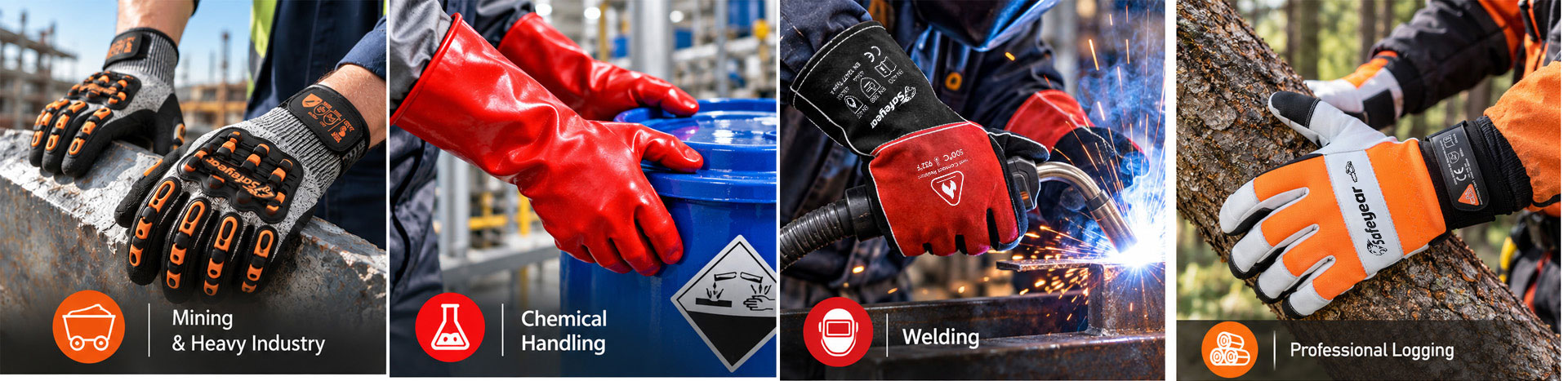 Luvas de trabalho industrial Safeyear para proteção contra cortes, impactos, produtos químicos, clima frio, soldagem e motosserra