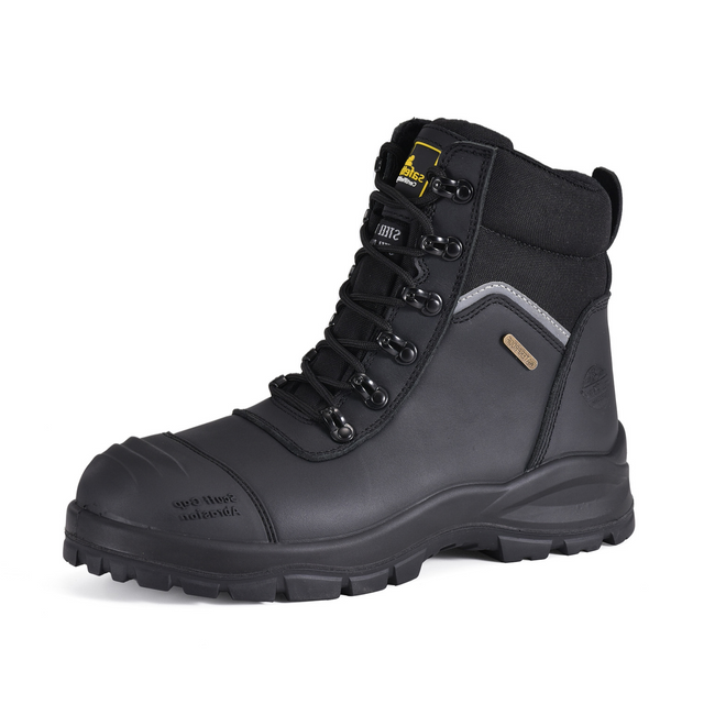 AS 2210.3 S3 Botas de segurança para mineração com biqueira de aço e zíper | M-8577BK 