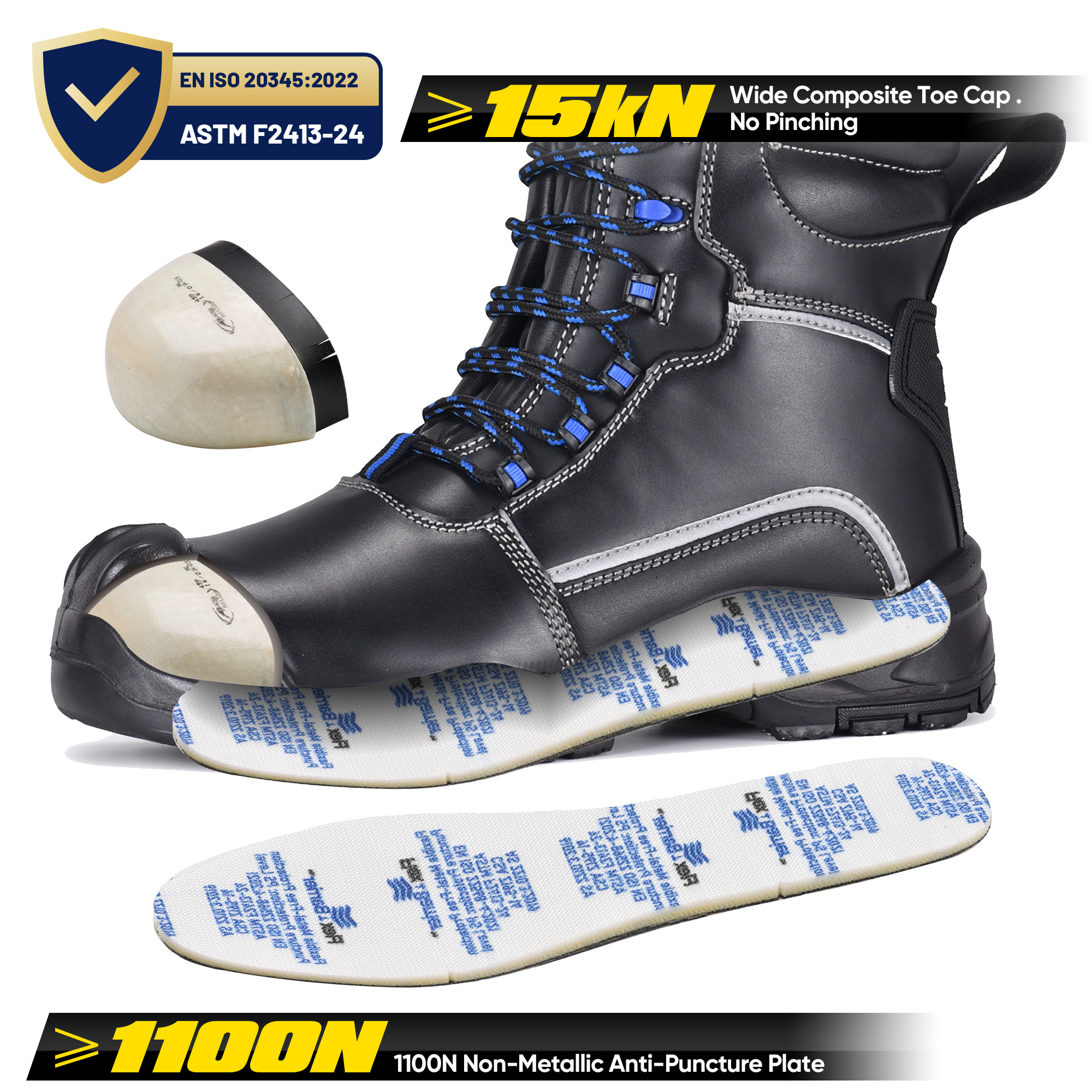Botas de trabalho impermeáveis ​​para inverno extremo forro de lã natural sola antiderrapante H-9550 IceShield Pro