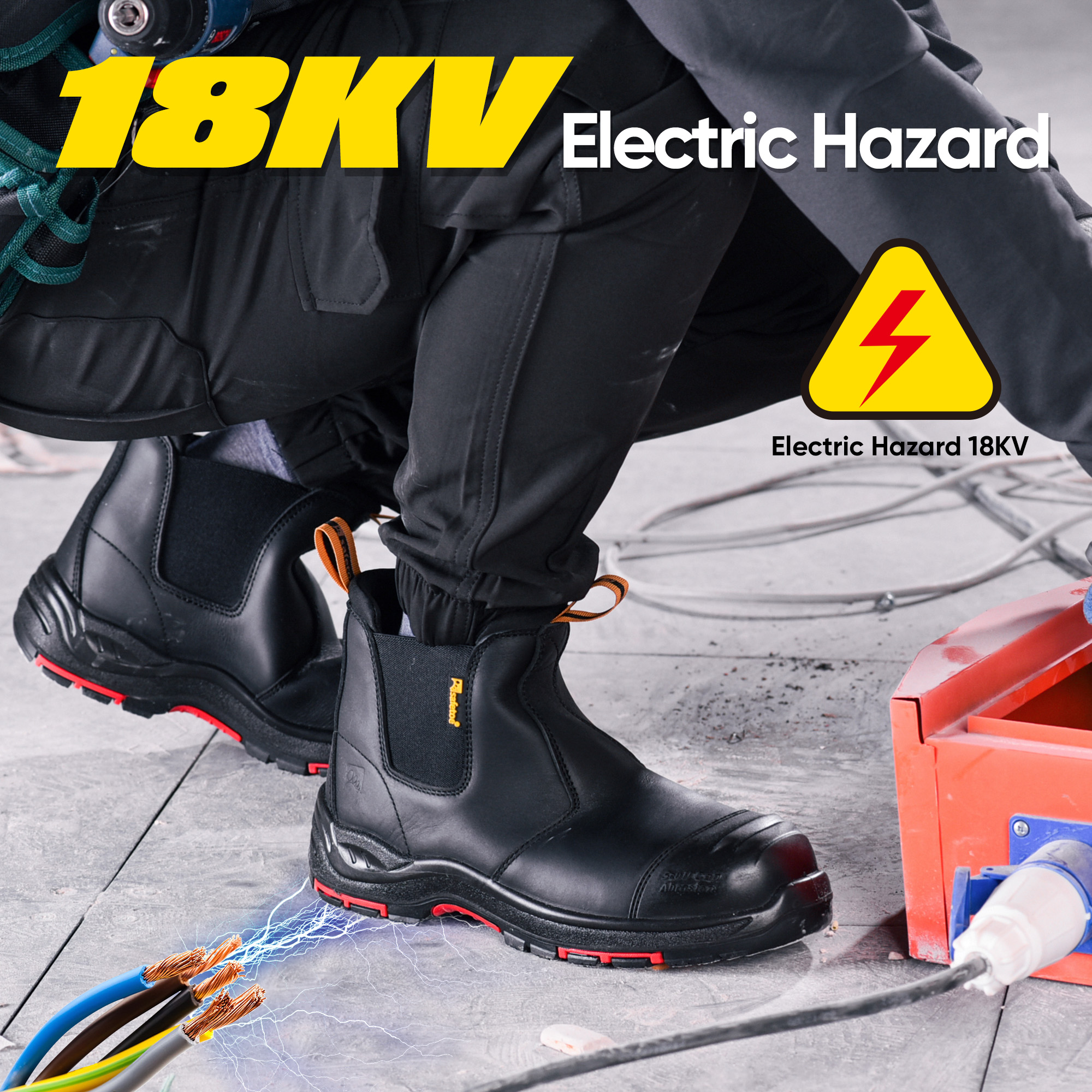 Botas de mineração pretas com biqueira composta M-8025NBK