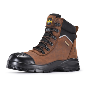 Botas de segurança para mineração com zíper lateral e biqueira de aço | Botas de trabalho fáceis de calçar M-8577