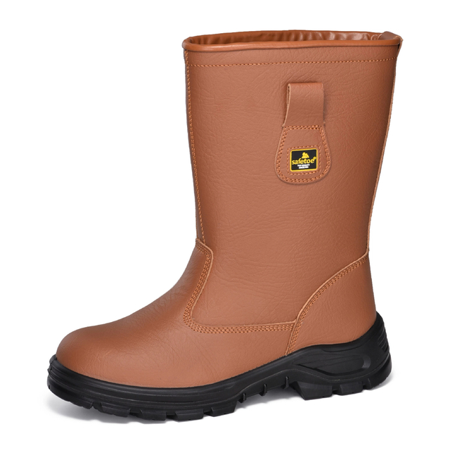 Botas de segurança clássicas de couro Rigger com biqueira de aço | H-9430 Marrom