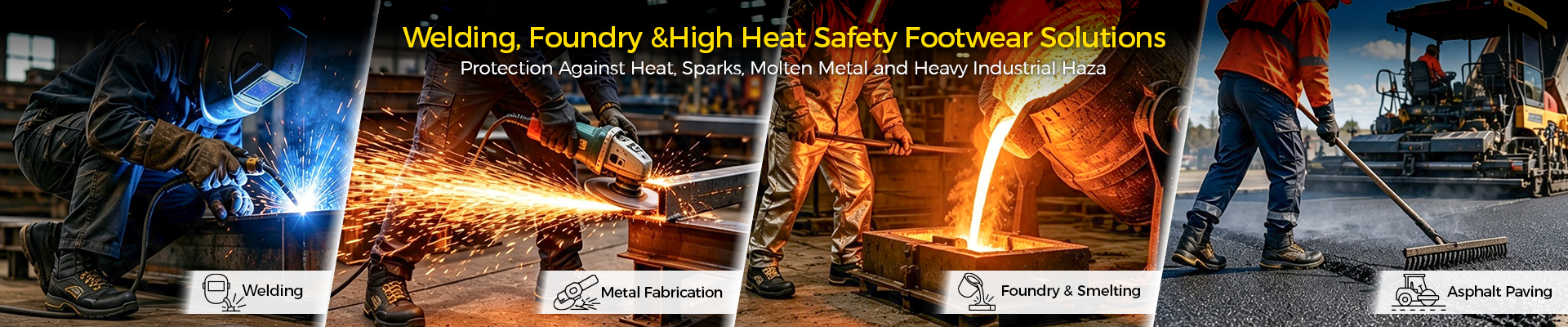 Soluções de calçados de segurança para soldagem, fundição e altas temperaturas para metalurgia, metal fundido e ambientes industriais
