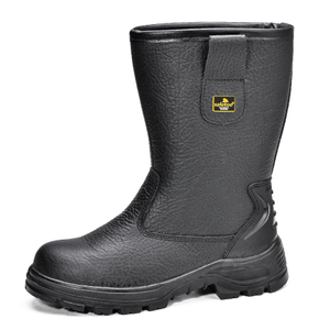 Botas de segurança Rigger de couro preto com biqueira de aço | H-9430