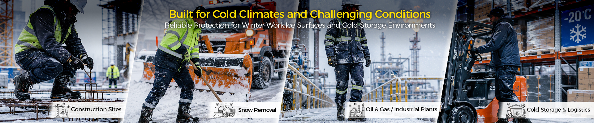 Winter Safety Boots for Cold Weather and Cold Storage Workplaces | Safetoe Botas de segurança de inverno para trabalhos em climas frios, destinadas a trabalhadores em ambientes de inverno extremo, mineração, armazenamento refrigerado e logística