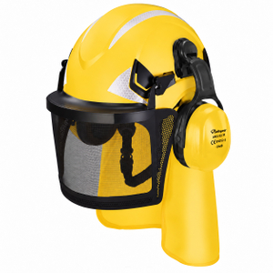 Capacete de segurança com protetor facial e protetor auricular M-5017 Laranja